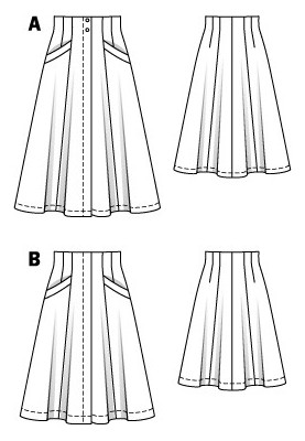 Pattern Midi skirt with high waist (Burda 5/2012, pattern no. 106 A)