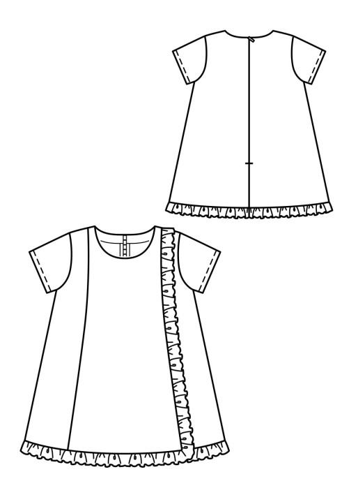 Pattern A-line dress with frills (Burda 7/2019, pattern number 129)