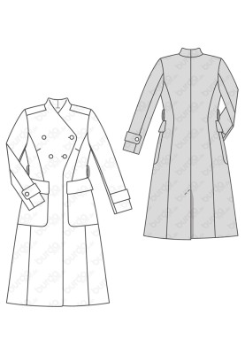 Pattern Coat of a fitted silhouette with a stand-up collar (Burda 2/2019, pattern number 6290 A)