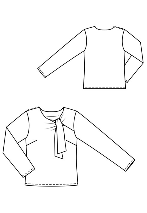 Pattern Straight-cut blouse with a tie near the neck (Burda 12/2019, pattern number 114)