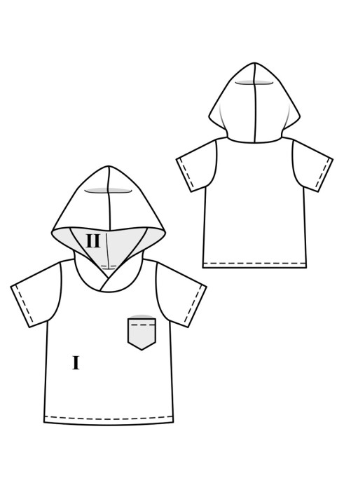 Pattern T-shirt with hood and chest pocket (Burda 7/2020, pattern number 132)