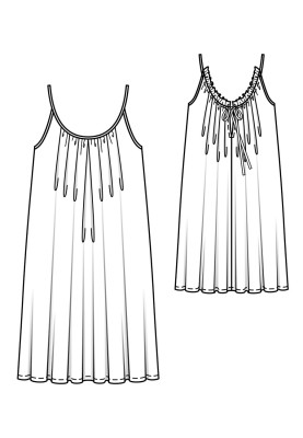 Pattern Sundress dress with thin spaghetti straps (Burda 7/2020, pattern number 103)