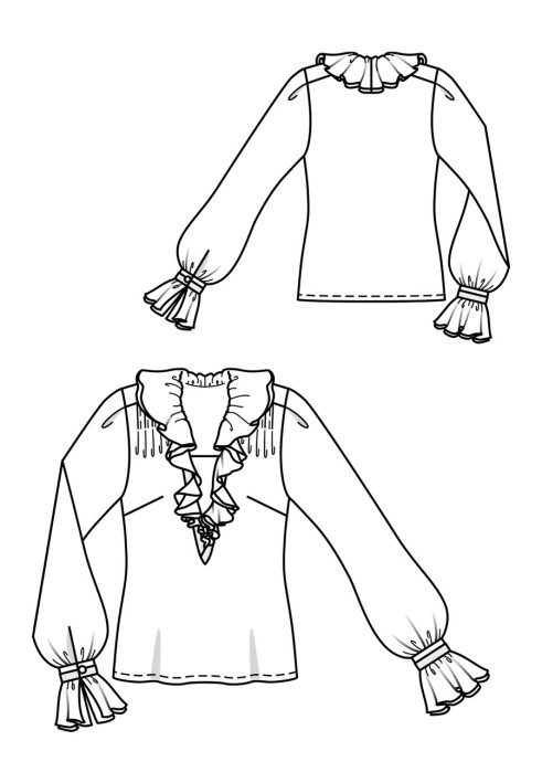 Выкройка Блузка винтажная с пышными воланами (Burda 10/2020, № выкройки 119)