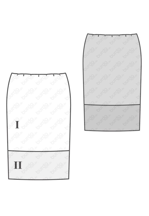 Pattern Pencil skirt knitted on an elastic belt (Burda 2/2016, pattern number 6598 B)