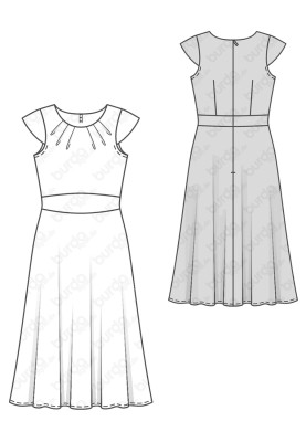 Pattern Dress with a shaped sewn-in belt (Burda 1/2017, pattern number 6529 B)