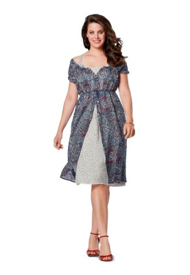 Pattern Tunic dress with Carmen neckline (Burda 1/2014, pattern number 6950 A)