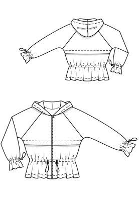 Pattern Jacket with a hood and raglan sleeves (Burda 2/2019, pattern number 110)