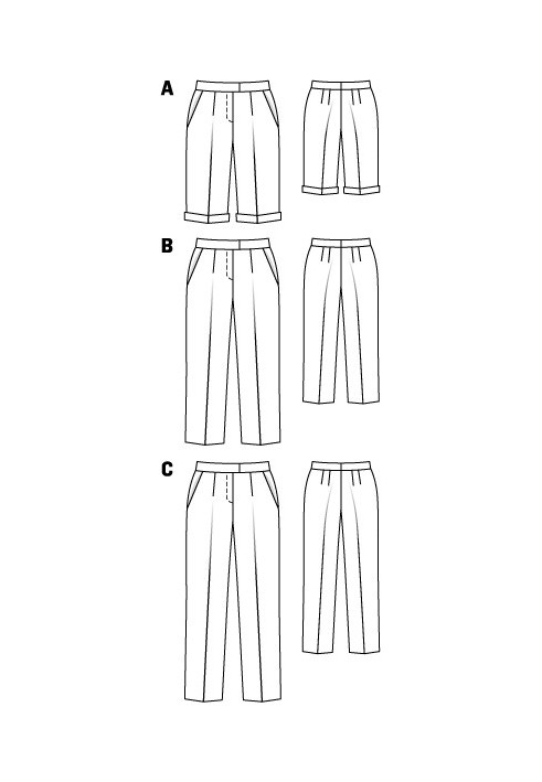 Pattern Pants of a classic cut with arrow pleats (Burda 12/2011, pattern number 111 C)