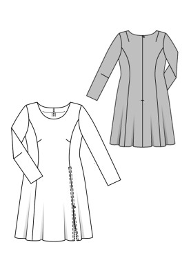 Pattern Dress with a pleat-cut with a zipper (Burda 2/2016, pattern number 6621 B)