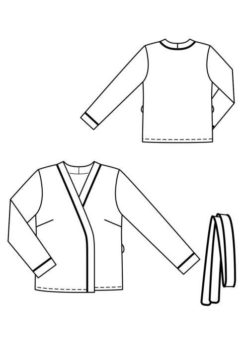Викрійка Блузка в стилі кімоно з поясом (Burda 6/2020, № викрійки 115)