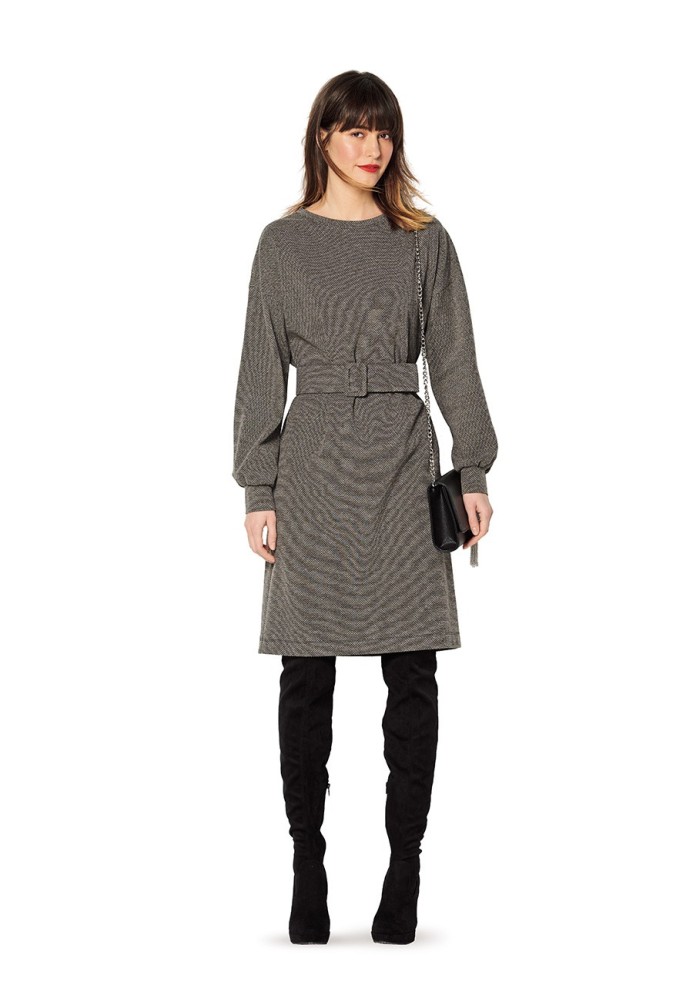 Pattern Knitted dress with a belt (Burda 2/2020, pattern number 6180 A)