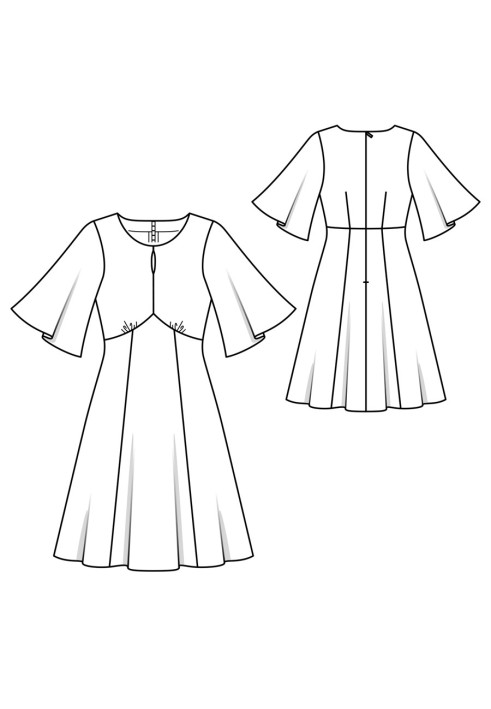 Pattern Empire dress with half-long sleeves-wings (Burda 6/2020, pattern no. 104)