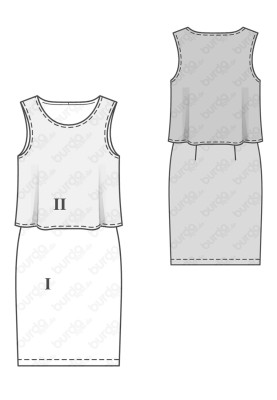 Pattern Knitted dress with two-layer top (Burda 1/2017, pattern number 6508 A)