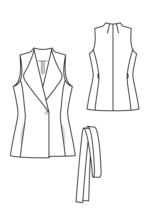 Pattern Vest of a fitted silhouette with large lapels (Burda 8/2020, pattern number 116)