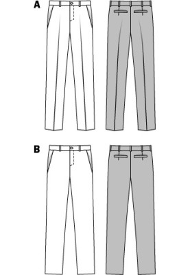 Выкройка Брюки классические прямого кроя со стрелками (Burda 1/2014, № выкройки 6933 A)