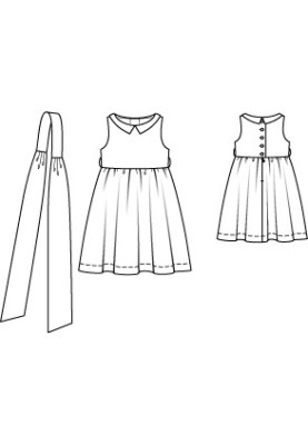 Pattern A cutaway dress with a stand-up collar and a belt (Burda 2/2012, pattern number 141)