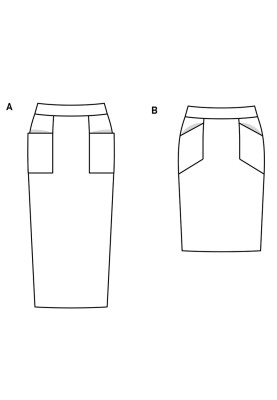 Выкройка Юбка-карандаш с накладными карманами (Burda 2/2017, № выкройки 6469 B)