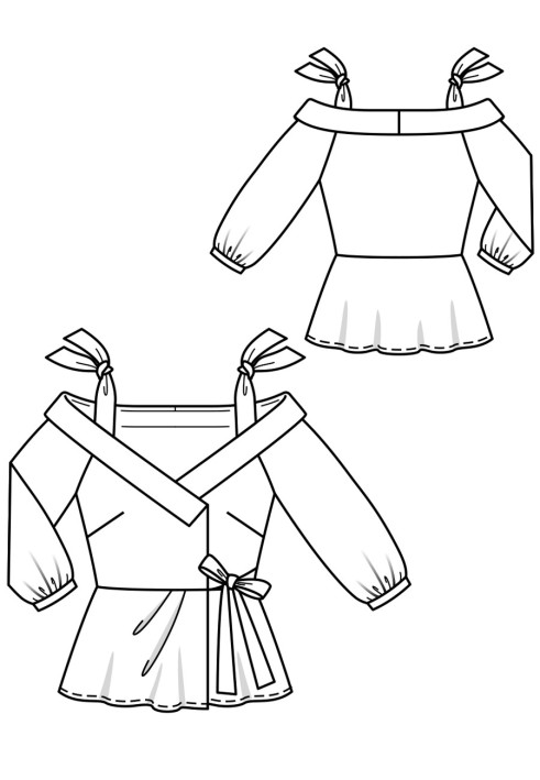 Выкройка Блузка с баской и асимметричной застежкой (Burda 5/2018, № выкройки 110)
