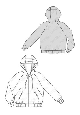 Выкройка Блузон бархатный с капюшоном (Burda 2/2017, № выкройки 6489 B)