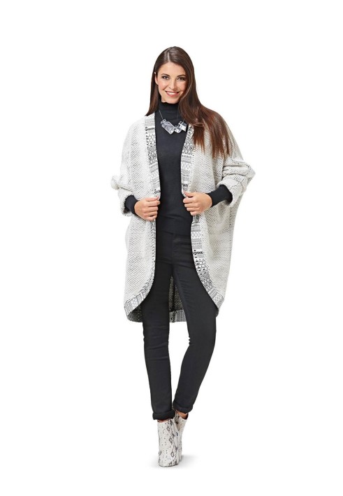 Pattern Long cardigan of simple cut (Burda 2/2016, pattern number 6588 B)