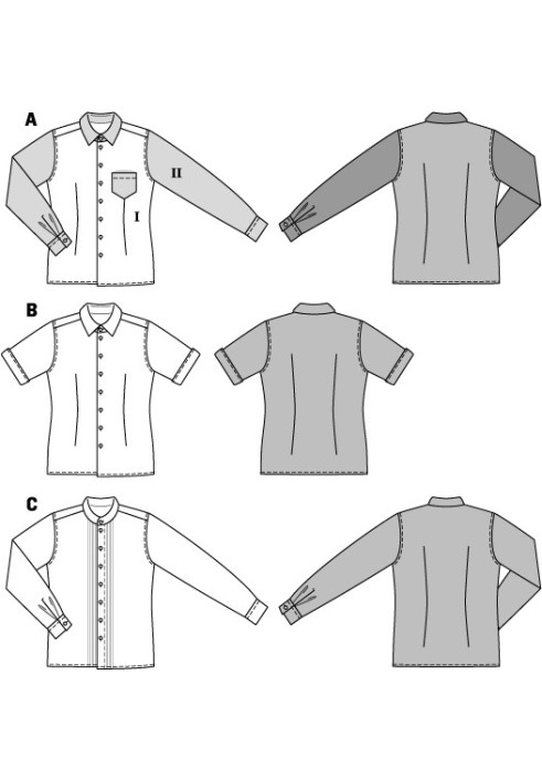 Pattern Shirt with a fitted cut combined (Burda 1/2014, pattern number 6931 A)