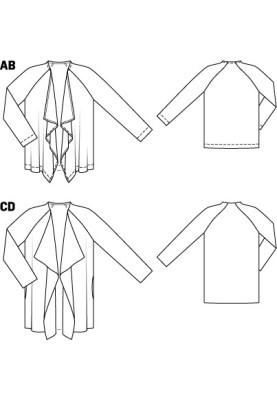 Pattern Jacket with wavy piles of woolen cloth (Burda 8/2011, pattern number 117 C)