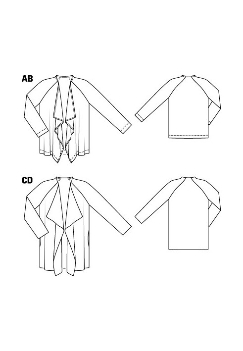 Pattern Jacket with wavy piles of woolen cloth (Burda 8/2011, pattern number 117 C)