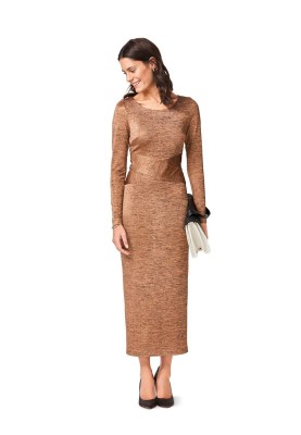 Pattern Long dress with a shaped sewn-in belt (Burda 2/2017, pattern number 6485 B)