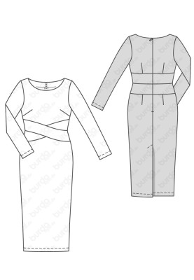 Pattern Long dress with a shaped sewn-in belt (Burda 2/2017, pattern number 6485 B)