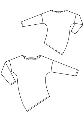 Pattern Pullover of asymmetric cut with a shuttle neckline (Burda 1/2019, pattern number 113 B)