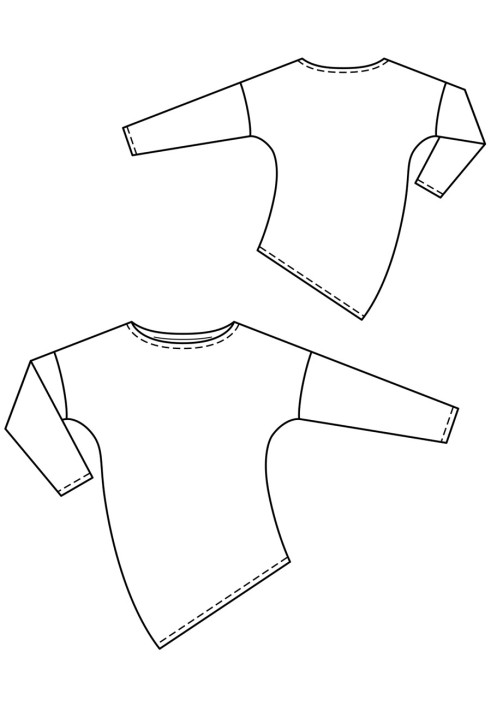 Pattern Pullover of asymmetric cut with a shuttle neckline (Burda 1/2019, pattern number 113 B)