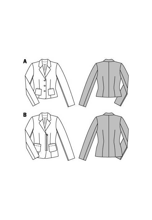 Викрійка Жакет трикотажний із застібкою на блискавку (Burda 2/2015, № викрійки 6703 B)