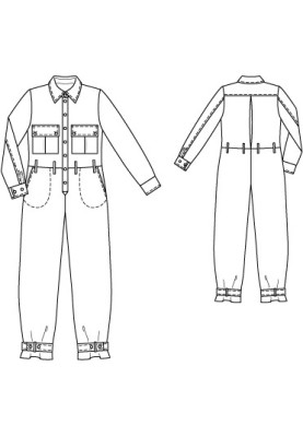 Выкройка Комбинезон атласный с отложным воротником (Burda 10/2010, № выкройки 103)