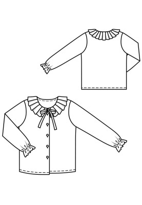 Pattern Blouse with turn-down collar and frills on the sleeves (Burda 9/2018, pattern number 131 A)