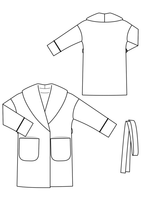 Pattern Coat of a straight silhouette with a shawl collar (Burda 9/2018, pattern number 114)