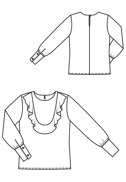 Выкройка Блузка прямого кроя с воланом (Burda 4/2019, № выкройки 115)
