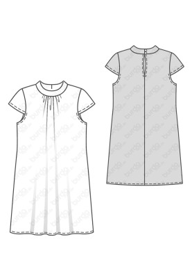 Pattern Dress with a flared silhouette with a stand-up collar (Burda 1/2017, pattern number 6555 B)