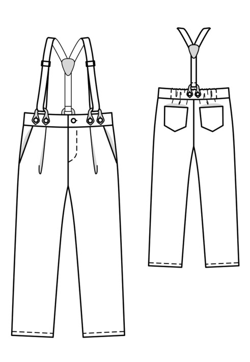 Pattern Pants of a classic cut with suspenders (Burda 10/2019, pattern number 130)