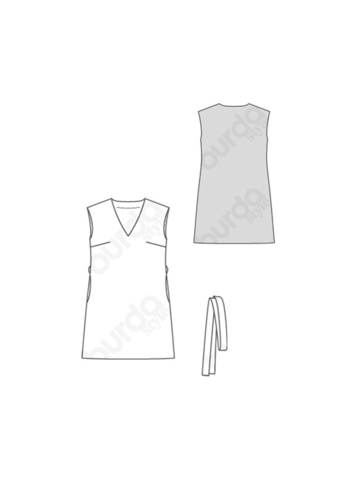 Pattern A-line dress with belt (Burda 1/2020, pattern no. 6221 A)