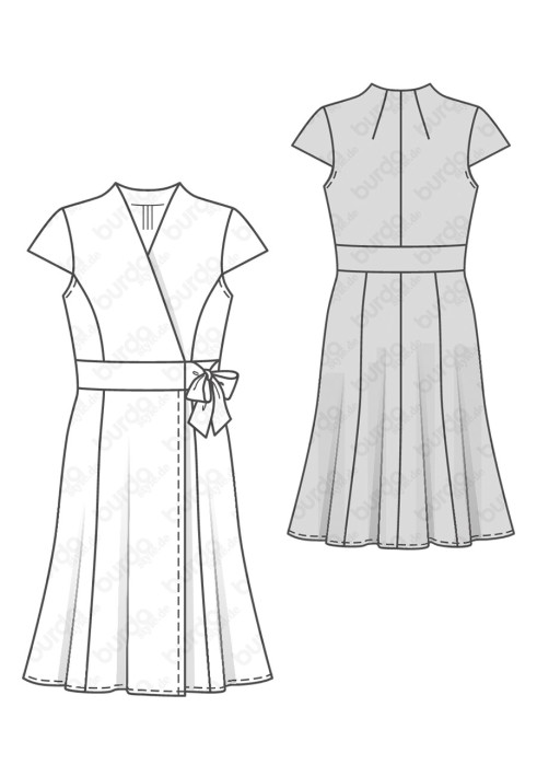 Pattern Dress cut-out with a smell effect and a flared skirt (Burda 2/2016, pattern number 6574 A)