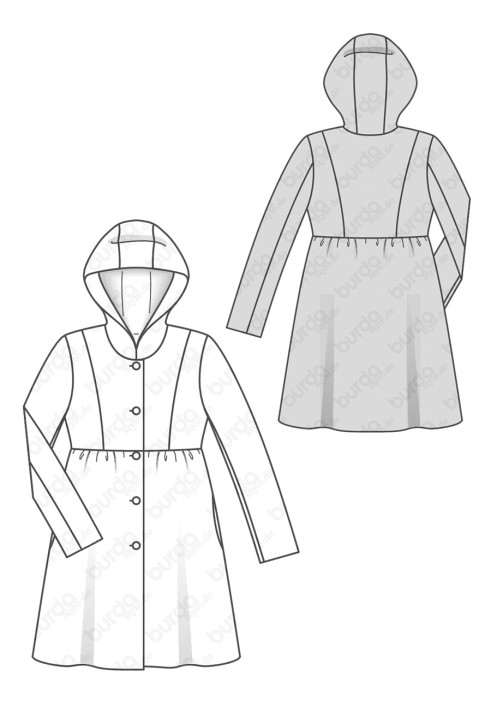 Pattern Boucle coat with a hood (Burda 2/2018, pattern number 6361 B)