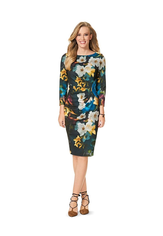 Pattern Sheath dress with drapes at the waist (Burda 2/2016, pattern no. 6563 A)