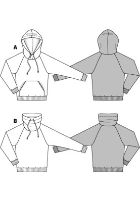 Викрійка Анорак трикотажний з рукавами реглан (Burda 2/2015, № викрійки 6718 B)
