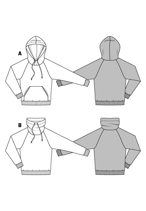 Выкройка Анорак трикотажный с рукавами реглан (Burda 2/2015, № выкройки 6718 B)