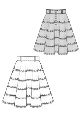 Pattern Multi-tiered denim skirt (Burda 2/2017, pattern number 6479 A)