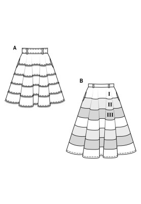 Выкройка Юбка многоярусная из джинсовой ткани (Burda 2/2017, № выкройки 6479 A)