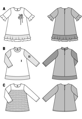 Викрійка Сукня А-силуету з коміром-стойкою (Burda 2/2014, № викрійки 9428 B)