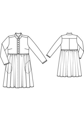 Pattern Dress-shirt with a wide cut-off skirt (Burda 4/2011, pattern number 107)