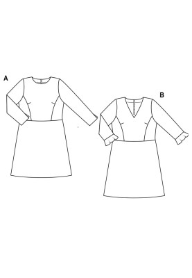 Pattern Dress with a flared skirt (Burda 2/2019, pattern number 6255 A)