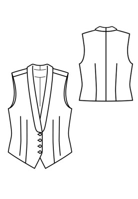 Pattern Slim-fit waistcoat with a narrow shawl collar (Burda 10/2019, pattern number 112 B)